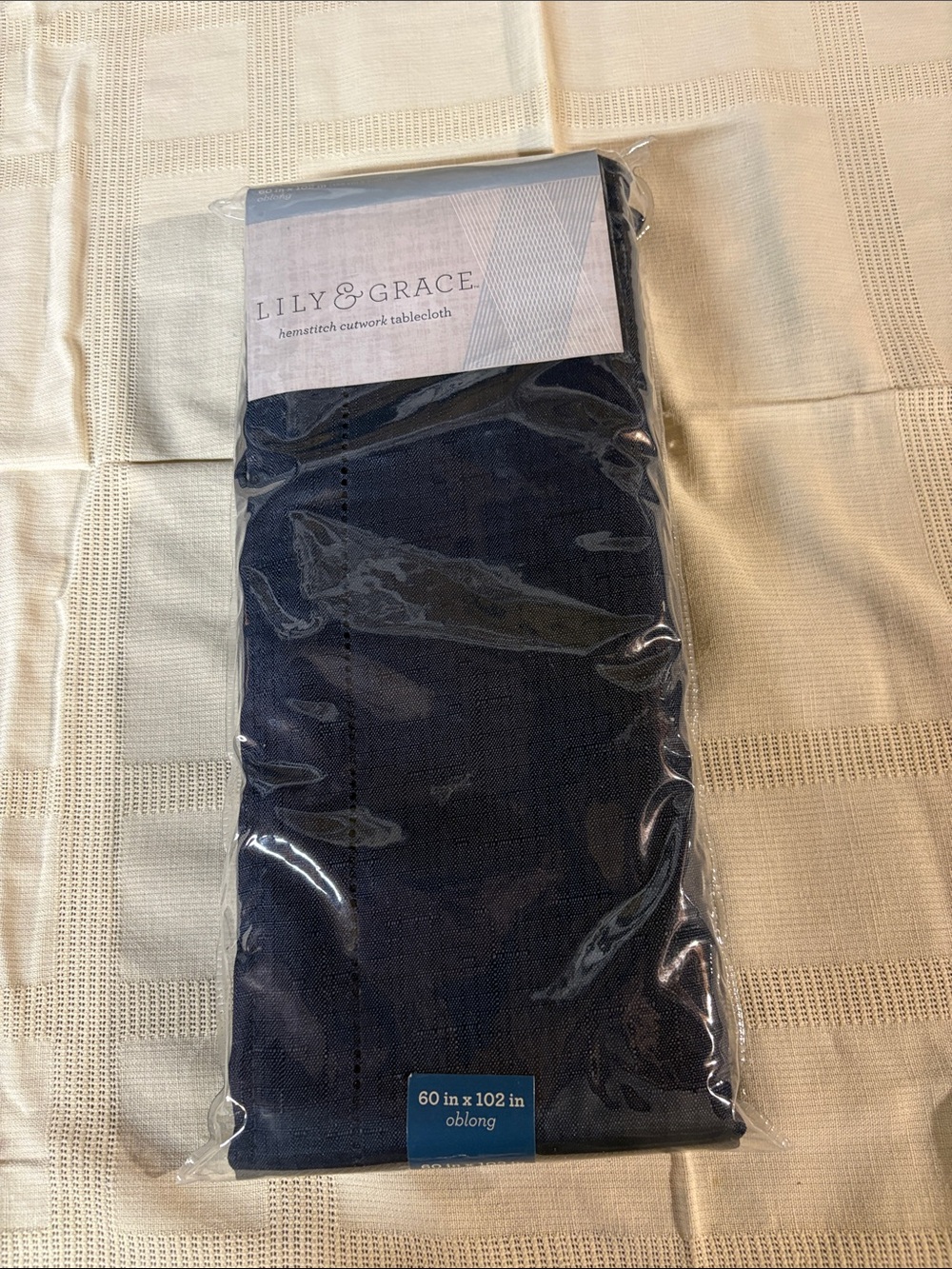 Lily & Grace Navy Oblong Tablecloth
